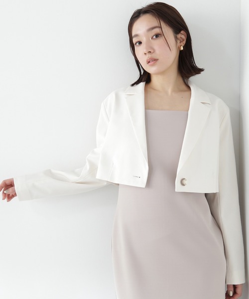 NATURAL BEAUTY BASIC(ナチュラルビューティーベーシック)の「◇シングルテーラーショートジャケット(テーラードジャケット・レディース・グレー/オフホワイト・FREE)」の10枚目の写真