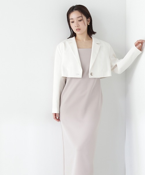NATURAL BEAUTY BASIC(ナチュラルビューティーベーシック)の「◇シングルテーラーショートジャケット(テーラードジャケット・レディース・グレー/オフホワイト・FREE)」の8枚目の写真