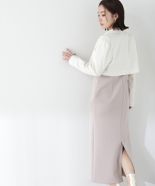 NATURAL BEAUTY BASIC(ナチュラルビューティーベーシック)の「◇シングルテーラーショートジャケット(テーラードジャケット・レディース・グレー/オフホワイト・FREE)」の5枚目の写真