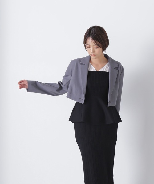NATURAL BEAUTY BASIC(ナチュラルビューティーベーシック)の「◇シングルテーラーショートジャケット(テーラードジャケット・レディース・グレー/オフホワイト・FREE)」の21枚目の写真