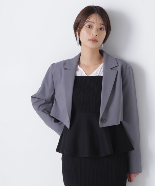 NATURAL BEAUTY BASIC(ナチュラルビューティーベーシック)の「◇シングルテーラーショートジャケット(テーラードジャケット・レディース・グレー/オフホワイト・FREE)」の22枚目の写真