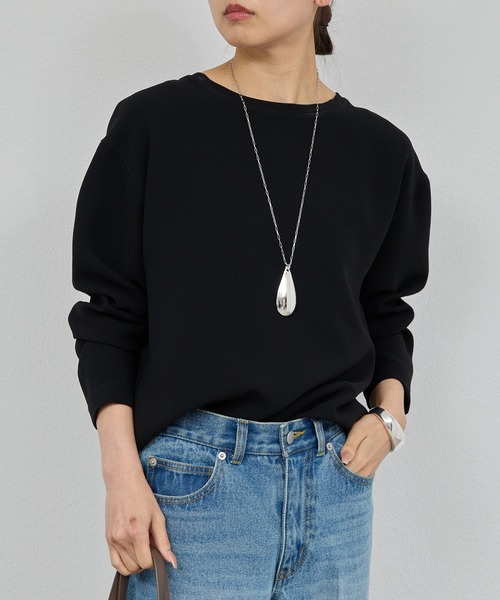 ジャケットやカーデのインナーに！】バックスリットブラウスT（シャツ