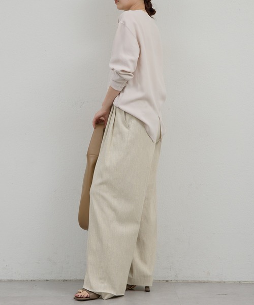 ジャケットやカーデのインナーに！】バックスリットブラウスT（シャツ