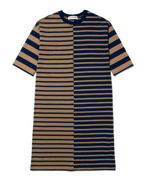 Ray BEAMS(レイビームス)の「Ray BEAMS / ボーダー アシメ キリカエ ワンピース(ワンピース・レディース・オフホワイト/ベージュ・ONE SIZE)」の3枚目の写真