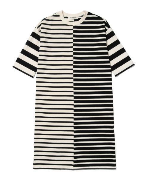 Ray BEAMS(レイビームス)の「Ray BEAMS / ボーダー アシメ キリカエ ワンピース(ワンピース・レディース・オフホワイト/ベージュ・ONE SIZE)」の4枚目の写真