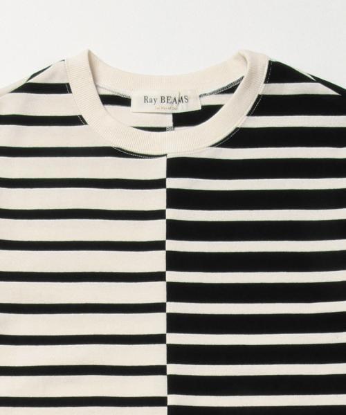 Ray BEAMS(レイビームス)の「Ray BEAMS / ボーダー アシメ キリカエ ワンピース(ワンピース・レディース・オフホワイト/ベージュ・ONE SIZE)」の5枚目の写真