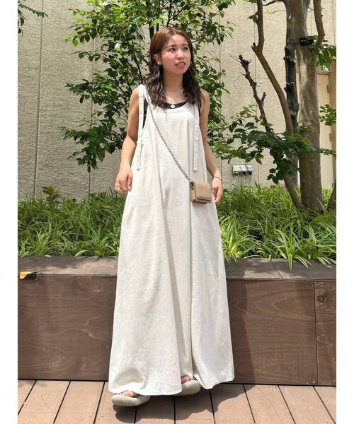 リネン混ショルダーデザインキャミワンピース（ワンピース）｜Ungrid
