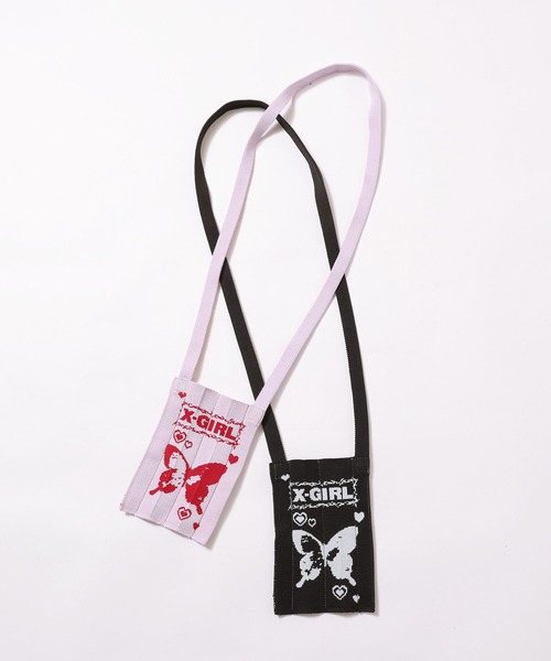 X-girl（エックスガール）の「X-girl x KNT365 BUTTERFLY Me-Knitty（ショルダーバッグ・レディース・ピンク/ブラック・ONE SIZE）」の3枚目の写真
