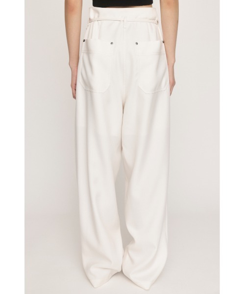 SLY（スライ）の「WAIST TIE STRAIGHT WIDE PT ウエスト タイ ストレート ワイドパンツ / セットアップ可（スラックス・レディース・アイボリー/杢グレー・1/2）」の8枚目の写真