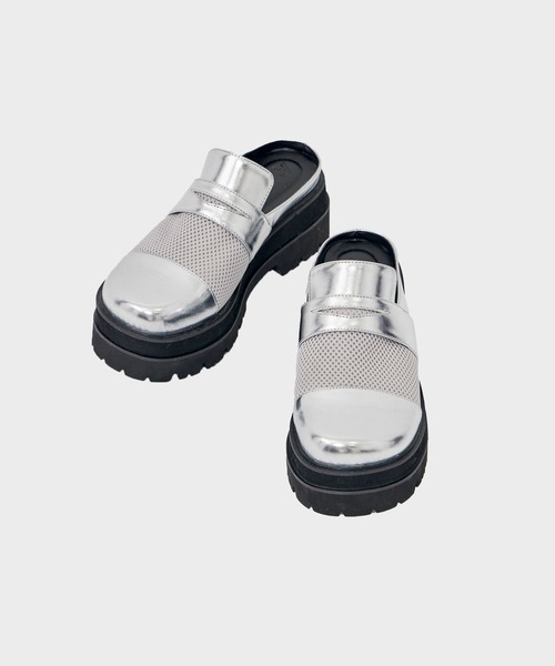 CITY TOKYO（シティトウキョウ）の「メッシュコンビ厚底ローファー（ローファー・レディース・ブラック/シルバー・1/2）」の2枚目の写真