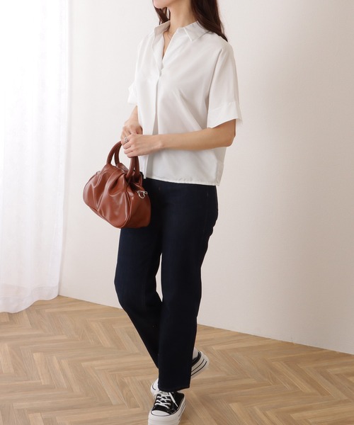 Lace Ladies(レースレディース)の「スキッパーカラー ドルマン 半袖 ベーシック ブラウス(シャツ/ブラウス・レディース・ベージュ/ホワイト/ブラック・S/M/XL)」の20枚目の写真