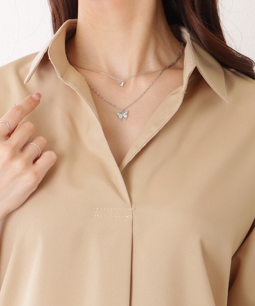 Lace Ladies(レースレディース)の「スキッパーカラー ドルマン 半袖 ベーシック ブラウス(シャツ/ブラウス・レディース・ベージュ/ホワイト/ブラック・S/M/XL)」の21枚目の写真
