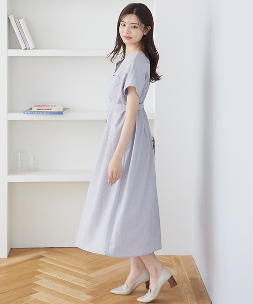 12Twelve Agenda（トゥエルブ　アジェンダ）の「ポリブッチャー両ポケフレアワンピース（ワンピース・レディース・ネイビー/ライトグレー/ブルーグリーン・M）」の6枚目の写真
