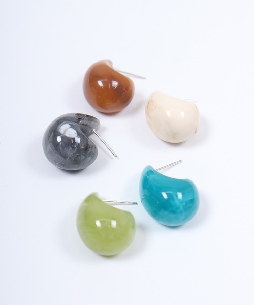 lit.Cy(リットシー)の「カラーマーブルドロップピアス ボリューム(ピアス(両耳用)・レディース・ブルー/オフホワイト/ブラック/ブラウン/グリーン/レッド/クリア/ベージュ・FREE)」の12枚目の写真