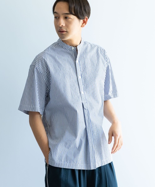 CRAFT STANDARD BOUTIQUE（クラフトスタンダードブティック）の「スリップオーバーバンドカラーシャツ（シャツ/ブラウス・メンズ・グリーン系その他3/ホワイト系その他6/ネイビー系2・L/M）」の3枚目の写真