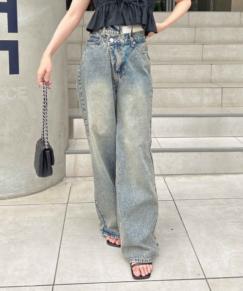 INGNI（イング）の「ウエストデザインワイド／デニムパンツ（デニムパンツ・レディース・グレー/ブルー系その他3/ブルー系その他4/ブルー系その他/ライトグレー・M/S）」の4枚目の写真