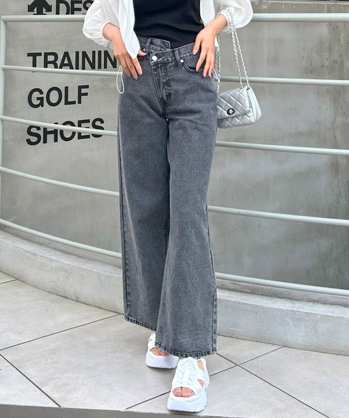 INGNI（イング）の「ウエストデザインワイド／デニムパンツ（デニムパンツ・レディース・グレー/ブルー系その他3/ブルー系その他4/ブルー系その他/ライトグレー・M/S）」の3枚目の写真