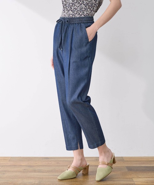 LE SOUK HOLIDAY(ルスークホリデー)の「デニムタックテーパードパンツ【ウエストゴム】(デニムパンツ・レディース・ネイビー/ブルー・S/M/L)」の7枚目の写真