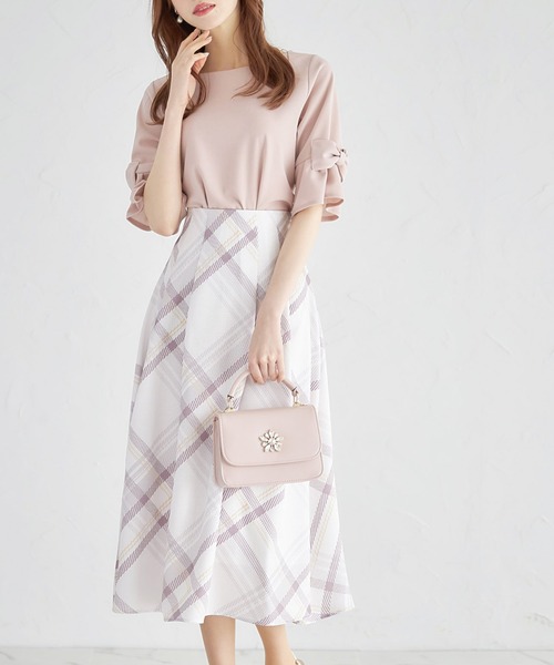 tocco closet（トッコ　クローゼット）の「バックレースアップチェックプリントツイードスカート（スカート・レディース・ピンク/ネイビー・M）」の15枚目の写真