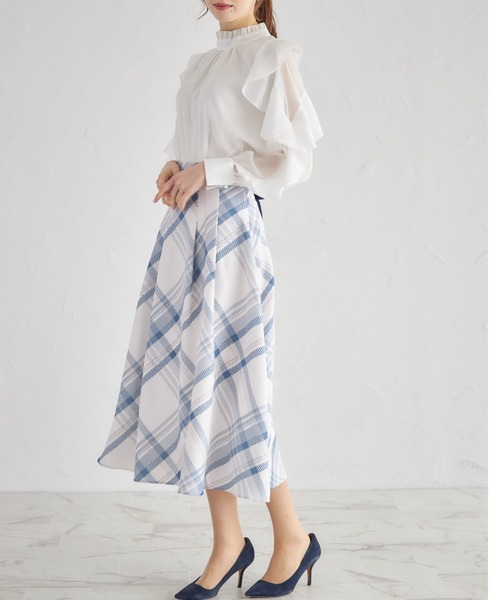 tocco closet（トッコ　クローゼット）の「バックレースアップチェックプリントツイードスカート（スカート・レディース・ピンク/ネイビー・M）」の20枚目の写真