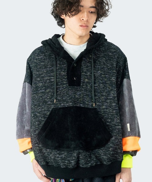 masterkey（マスターキー）の「mpa3471- SHADOW ポンチョパーカー（パーカー・メンズ・グレー/オレンジ・FREE）」の6枚目の写真