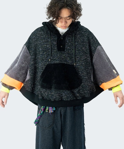 masterkey（マスターキー）の「mpa3471- SHADOW ポンチョパーカー（パーカー・メンズ・グレー/オレンジ・FREE）」の7枚目の写真