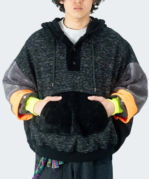 masterkey（マスターキー）の「mpa3471- SHADOW ポンチョパーカー（パーカー・メンズ・グレー/オレンジ・FREE）」の8枚目の写真