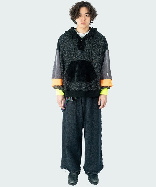 masterkey（マスターキー）の「mpa3471- SHADOW ポンチョパーカー（パーカー・メンズ・グレー/オレンジ・FREE）」の9枚目の写真