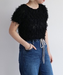 cepo | チュールフリンジ シャーリングトップス(シャツ/ブラウス)