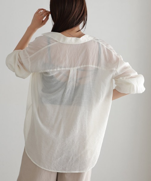 Pierrot(ピエロ)の「カップ付きテレコインナー(Tシャツ/カットソー・レディース・グレイッシュベージュ/ブラック/オフホワイト・L/M)」の6枚目の写真