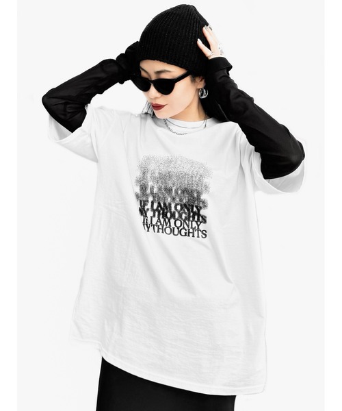 LVEU.(ラブユ.)の「【LVEU.】グラデーションロゴプリントTシャツ(Ai select) / トップス カットソー Tシャツ プリント プリントT 半袖 オーバー ブラック ホワイト(Tシャツ/カットソー・レディース・ホワイト/ブラック・FREE)」の7枚目の写真