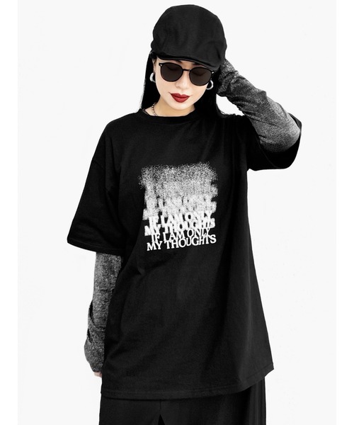 LVEU.(ラブユ.)の「【LVEU.】グラデーションロゴプリントTシャツ(Ai select) / トップス カットソー Tシャツ プリント プリントT 半袖 オーバー ブラック ホワイト(Tシャツ/カットソー・レディース・ホワイト/ブラック・FREE)」の15枚目の写真