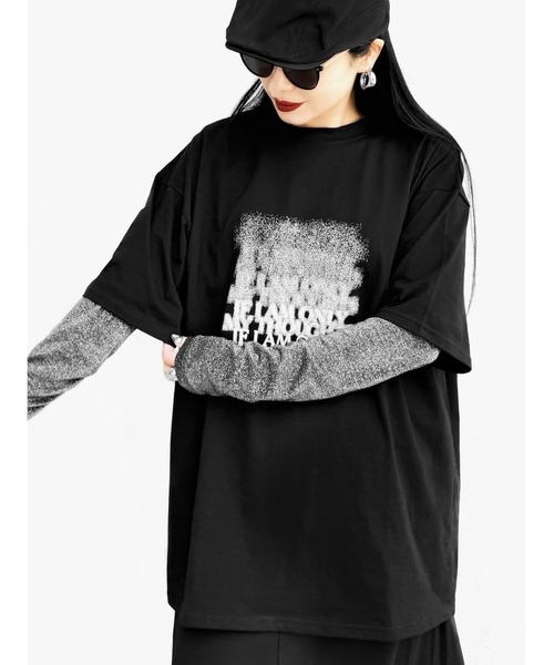 LVEU.(ラブユ.)の「【LVEU.】グラデーションロゴプリントTシャツ(Ai select) / トップス カットソー Tシャツ プリント プリントT 半袖 オーバー ブラック ホワイト(Tシャツ/カットソー・レディース・ホワイト/ブラック・FREE)」の10枚目の写真