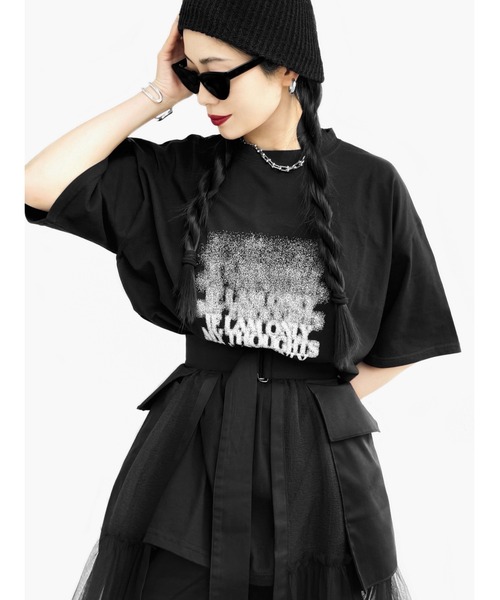 LVEU.(ラブユ.)の「【LVEU.】グラデーションロゴプリントTシャツ(Ai select) / トップス カットソー Tシャツ プリント プリントT 半袖 オーバー ブラック ホワイト(Tシャツ/カットソー・レディース・ホワイト/ブラック・FREE)」の20枚目の写真