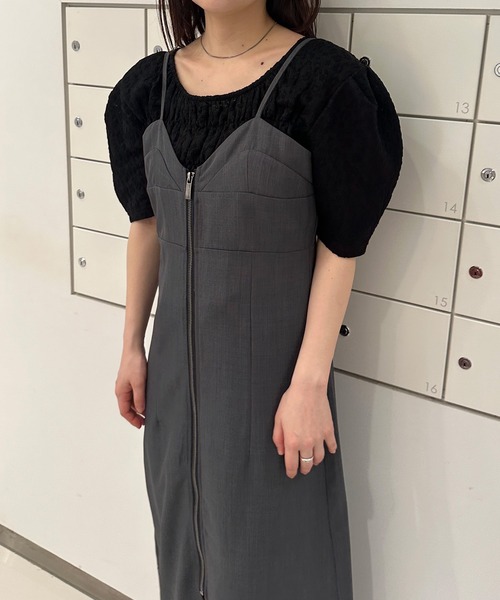 solleim（ソルレム）の「ジップアップビスチェキャミワンピース（ワンピース・レディース・ブラック/グレー・M/L）」の9枚目の写真