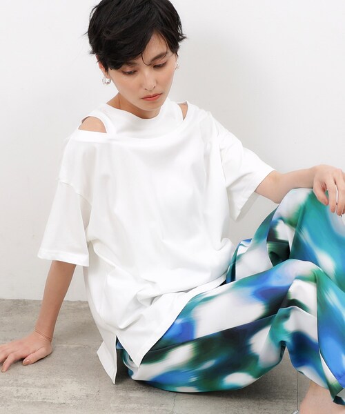 OPAQUE.CLIP(オペークドットクリップ)の「◆レイヤード風デザインカットソー【洗濯機洗い可】(Tシャツ/カットソー・レディース・ホワイト/マスタード/チャコールグレー・38/40/42)」の1枚目の写真