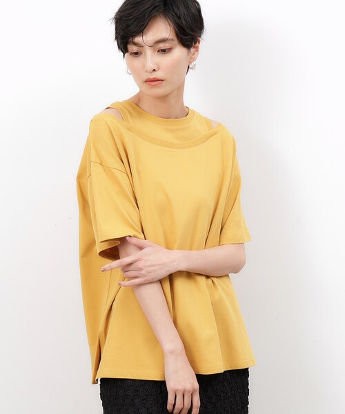 OPAQUE.CLIP(オペークドットクリップ)の「◆レイヤード風デザインカットソー【洗濯機洗い可】(Tシャツ/カットソー・レディース・ホワイト/マスタード/チャコールグレー・38/40/42)」の3枚目の写真