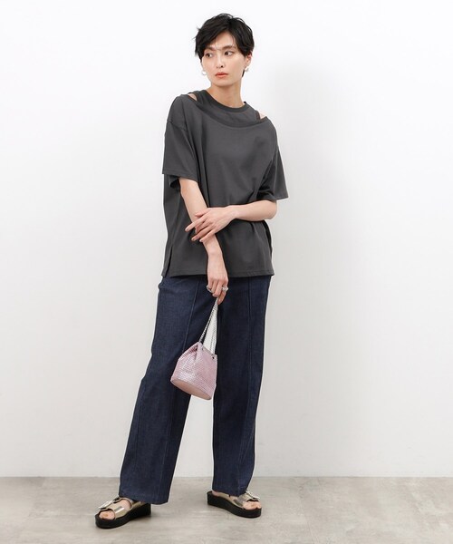 OPAQUE.CLIP(オペークドットクリップ)の「◆レイヤード風デザインカットソー【洗濯機洗い可】(Tシャツ/カットソー・レディース・ホワイト/マスタード/チャコールグレー・38/40/42)」の11枚目の写真