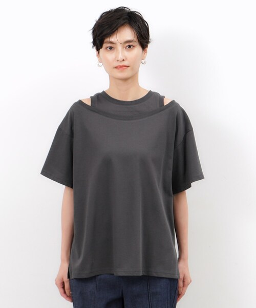 OPAQUE.CLIP(オペークドットクリップ)の「◆レイヤード風デザインカットソー【洗濯機洗い可】(Tシャツ/カットソー・レディース・ホワイト/マスタード/チャコールグレー・38/40/42)」の9枚目の写真