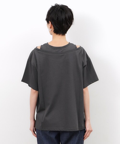 OPAQUE.CLIP(オペークドットクリップ)の「◆レイヤード風デザインカットソー【洗濯機洗い可】(Tシャツ/カットソー・レディース・ホワイト/マスタード/チャコールグレー・38/40/42)」の7枚目の写真