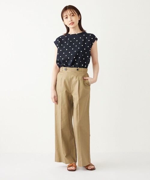 SHIPS Colors(シップス カラーズ)の「SHIPS Colors:〈手洗い可能〉コットンリネン ボタン ワイド パンツ(その他パンツ・レディース・ライトブルー/キャメル/ネイビー・SMALL/MEDIUM)」の8枚目の写真