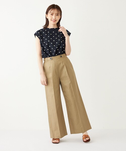 SHIPS Colors(シップス カラーズ)の「SHIPS Colors:〈手洗い可能〉コットンリネン ボタン ワイド パンツ(その他パンツ・レディース・ライトブルー/キャメル/ネイビー・SMALL/MEDIUM)」の10枚目の写真