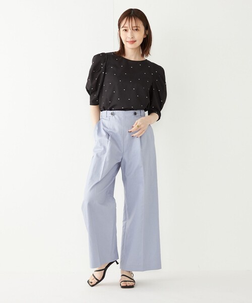 SHIPS Colors(シップス カラーズ)の「SHIPS Colors:〈手洗い可能〉コットンリネン ボタン ワイド パンツ(その他パンツ・レディース・ライトブルー/キャメル/ネイビー・SMALL/MEDIUM)」の19枚目の写真