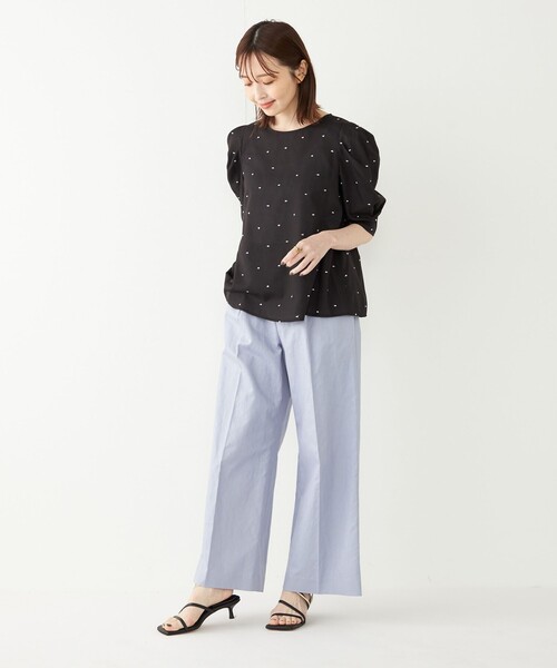SHIPS Colors(シップス カラーズ)の「SHIPS Colors:〈手洗い可能〉コットンリネン ボタン ワイド パンツ(その他パンツ・レディース・ライトブルー/キャメル/ネイビー・SMALL/MEDIUM)」の21枚目の写真