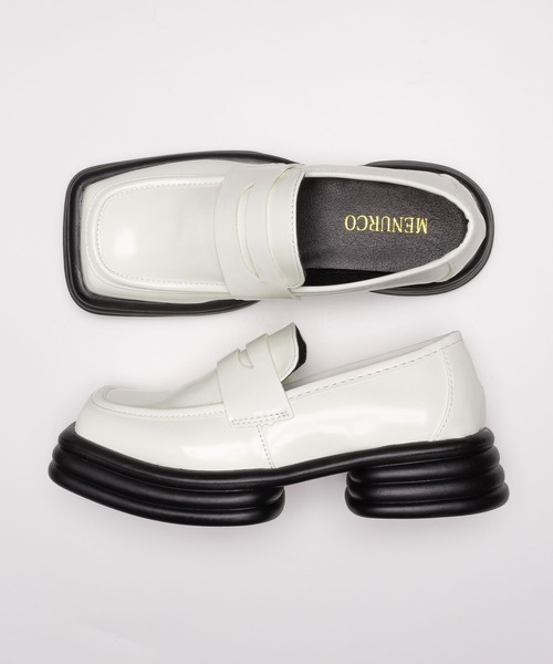 SVEC（シュベック）の「スクエアトゥ コインローファー / スリッポン（ローファー・レディース・ホワイト・36/37/38/39/35）」の4枚目の写真