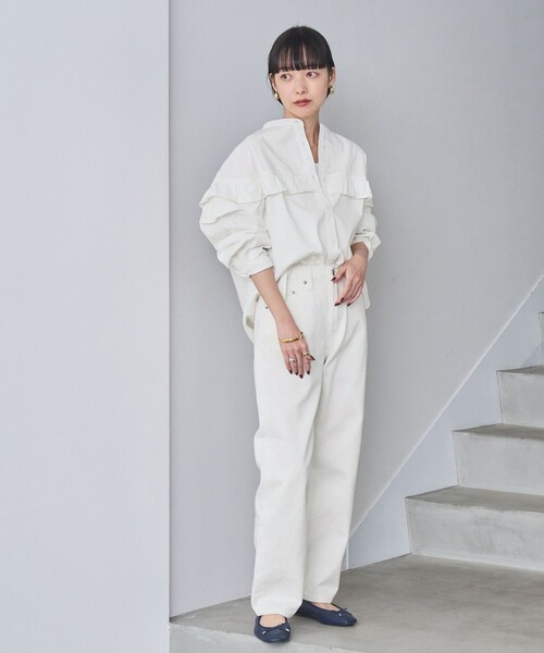 coen（コーエン）の「デニムフリルブラウス（シャツ/ブラウス・レディース・ダークグレー/オフホワイト/コバルトブルー・M/L）」の15枚目の写真