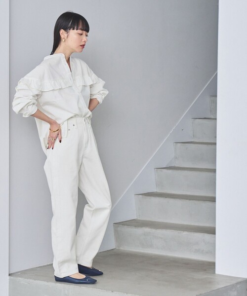 coen（コーエン）の「デニムフリルブラウス（シャツ/ブラウス・レディース・ダークグレー/オフホワイト/コバルトブルー・M/L）」の13枚目の写真