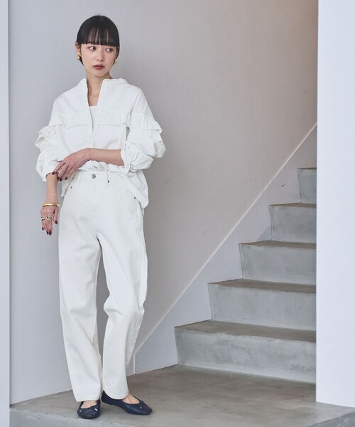 coen（コーエン）の「デニムフリルブラウス（シャツ/ブラウス・レディース・ダークグレー/オフホワイト/コバルトブルー・M/L）」の11枚目の写真