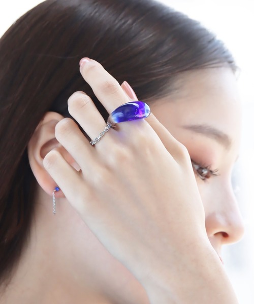 abaskdesign(アバスクデザイン)の「ニュアンスラインクリアカラーリング(リング・レディース・ピンク/グリーン/イエロー/ライトブルー/ブルー・FREE)」の12枚目の写真