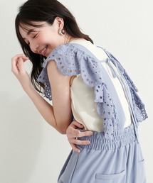 natural couture | 【WEB限定】スカラップ刺繍使いサロペット(サロペット/オーバーオール)